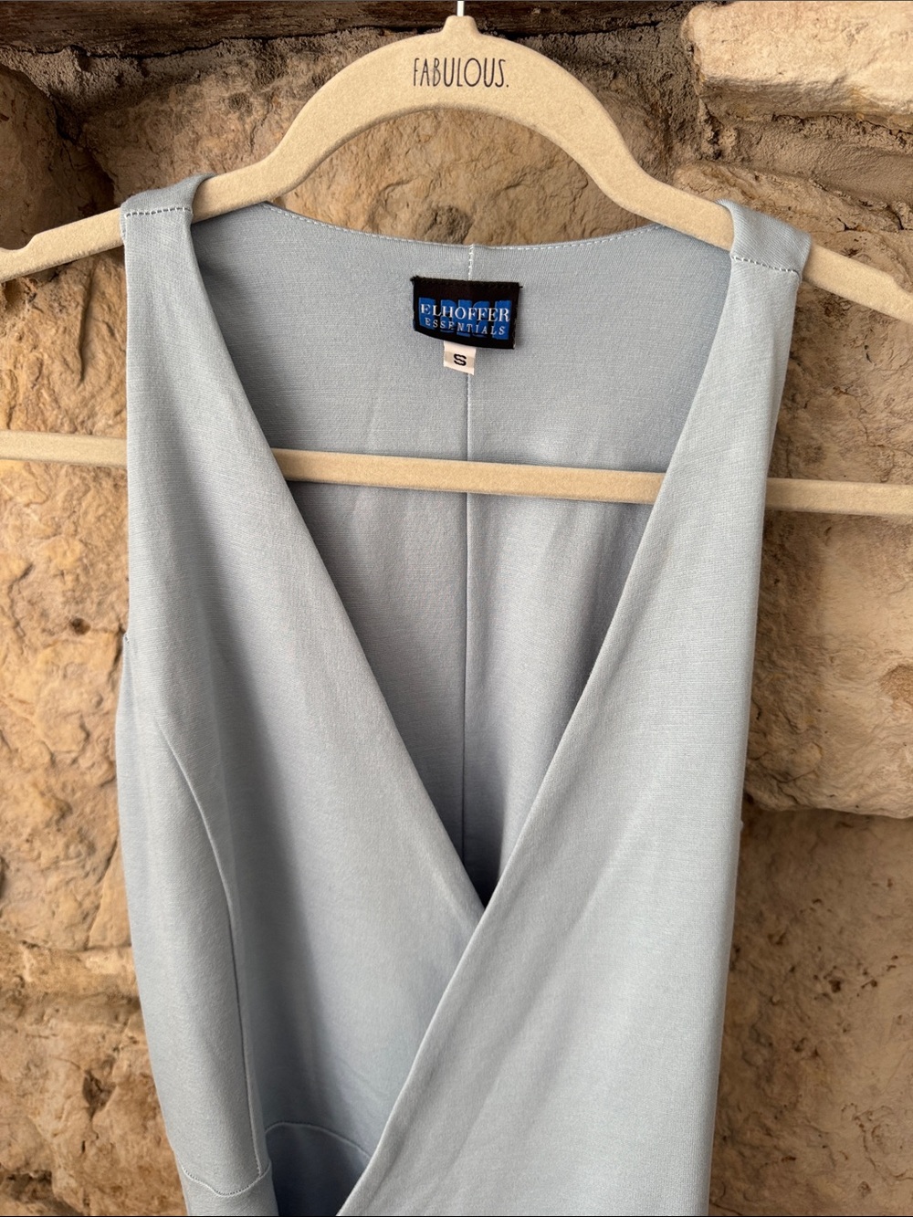 Elhoffer Essentials Powder Blue Sleeveless Wrap Midi Dress - Picture 4 of 10